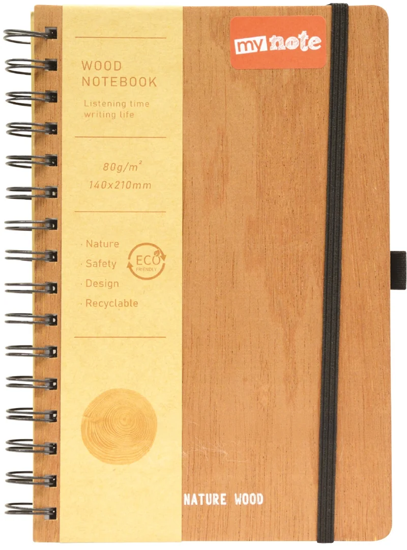 MYNOTE DEFTER WOOD SERT KAPAK SPİRALLİ 14x21 MYNT-1421-WOOD
