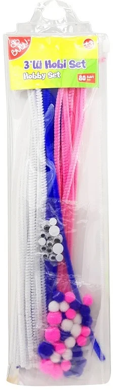 BU-BU ŞÖNİL PON PON OYNAR GÖZLÜ SET 80'Lİ BUBU-HS0024