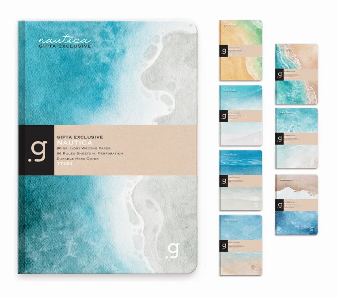GIPTA DEFTER NAUTICA 13x21 İP DİKİŞ SERT KAPAK 96 YP. ÇİZGİLİ 7245