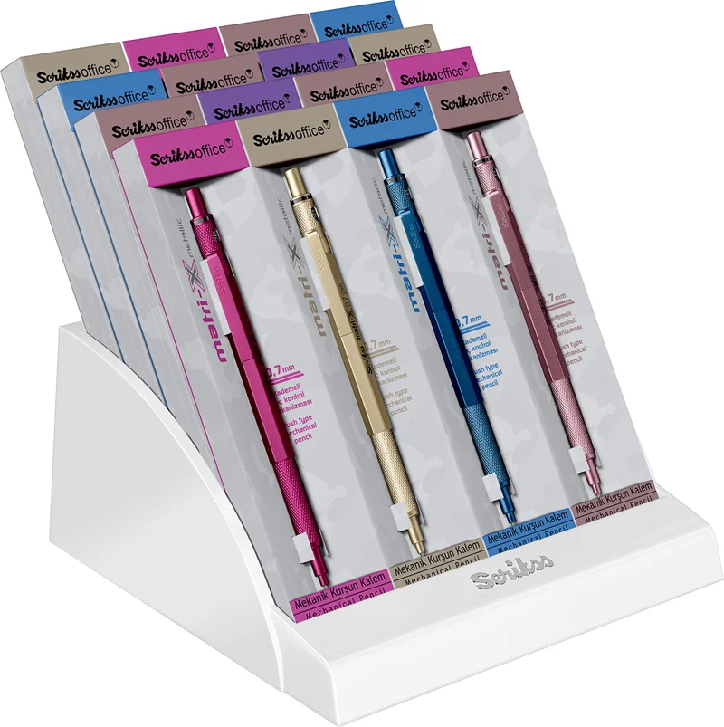 SCRIKSS OFFICE VERSATİL KALEM MATRI-X 0.7 16 LI STAND METALİK RENKLER