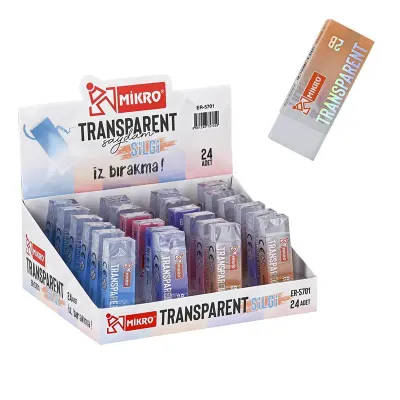 MİKRO SİLGİ ER-5701 TRANSPARENT 24 LÜ KUTU