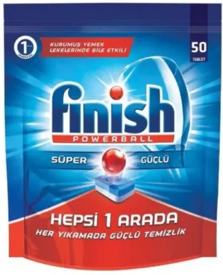 FINISH BULAŞIK MAKİNESİ DETERJANI TABLET POWERBALL HEPSİ BİR ARADA 50 Lİ