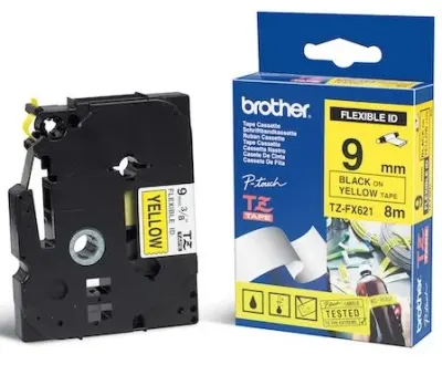 BROTHER PTOUCH ETİKET ESNEK 9MM SARI-SİYAH FX621