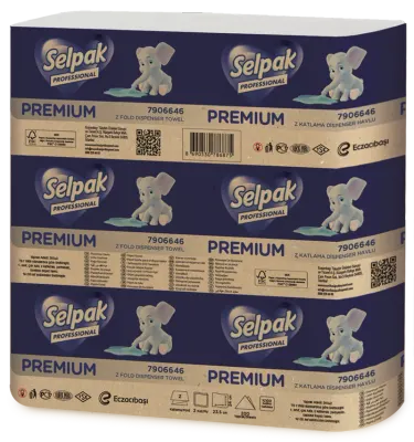 SELPAK Z KATLI PREMIUM DİSPENSER HAVLU 23,5x24 Cm. 200 LÜ 10,38 KG (KOLİ=200 LÜ x20 PK) FSC BELEGELİ