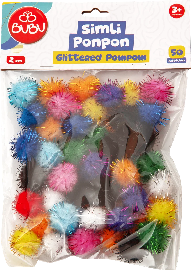 BU-BU PONPON SİMLİ 2CM 50'Lİ KARMA BUBU-PON005