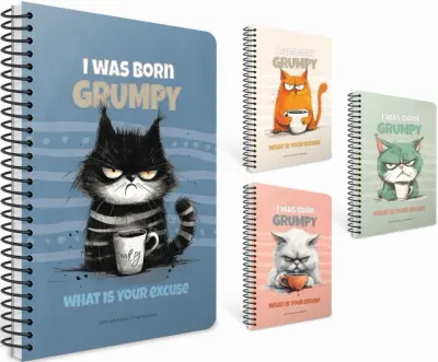 GIPTA DEFTER GRUMPY NOTES A6 SPİRALLİ PRESSBOARD KAPAK 80 YP KARELİ 7617