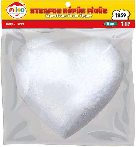 MİLEO STRAFOR KÖPÜK  FİGÜR KALP 18CM  TEKLİ PK 1859