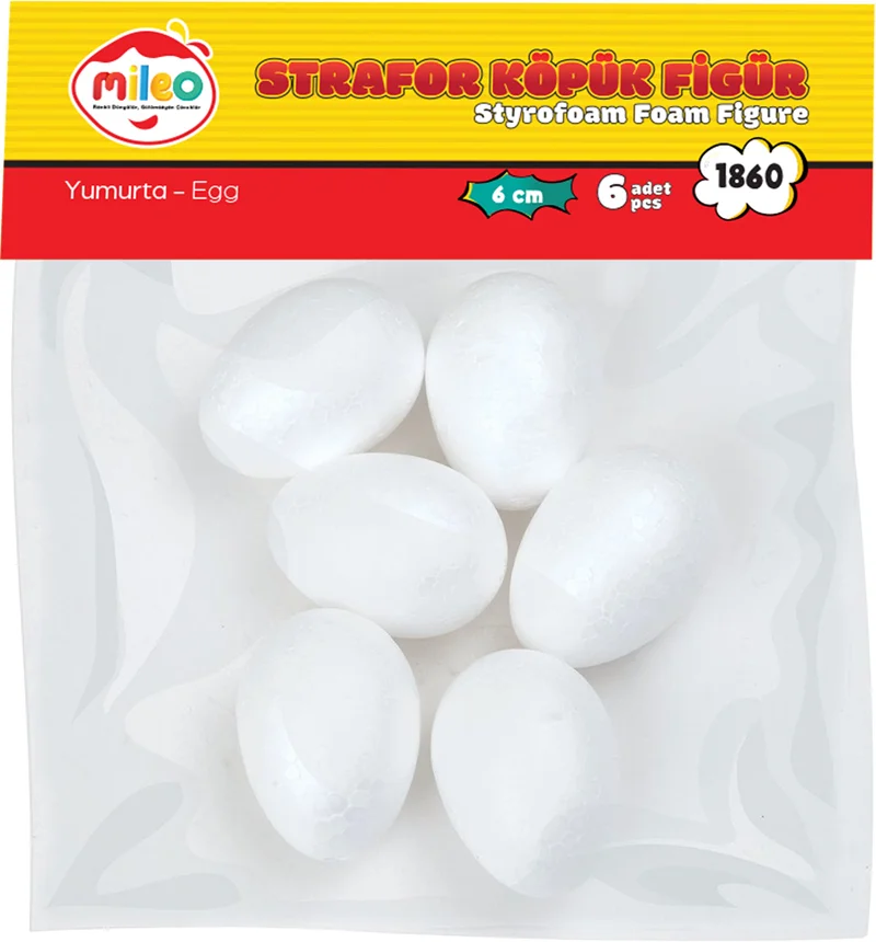 MİLEO STRAFOR KÖPÜK  FİGÜR YUMURTA 6CM 6'LI PK 1860