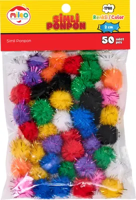 MİLEO PONPON SİMLİ RENKLER 2CM 50'Lİ 1780