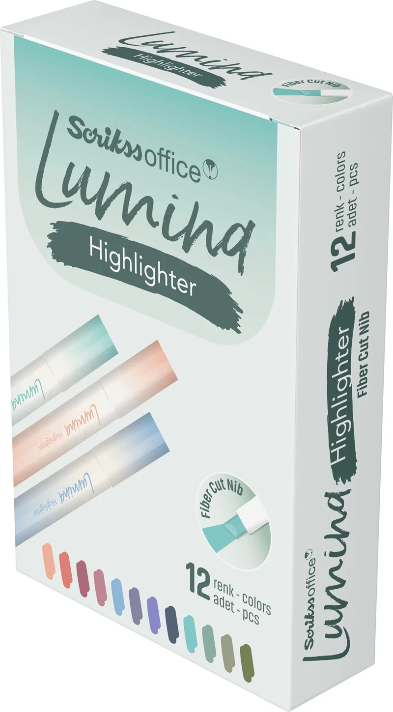 SCRIKSS OFFICE FOSFORLU KALEM LUMINA LOTUS COLOUR 488U 12 Lİ KUTU