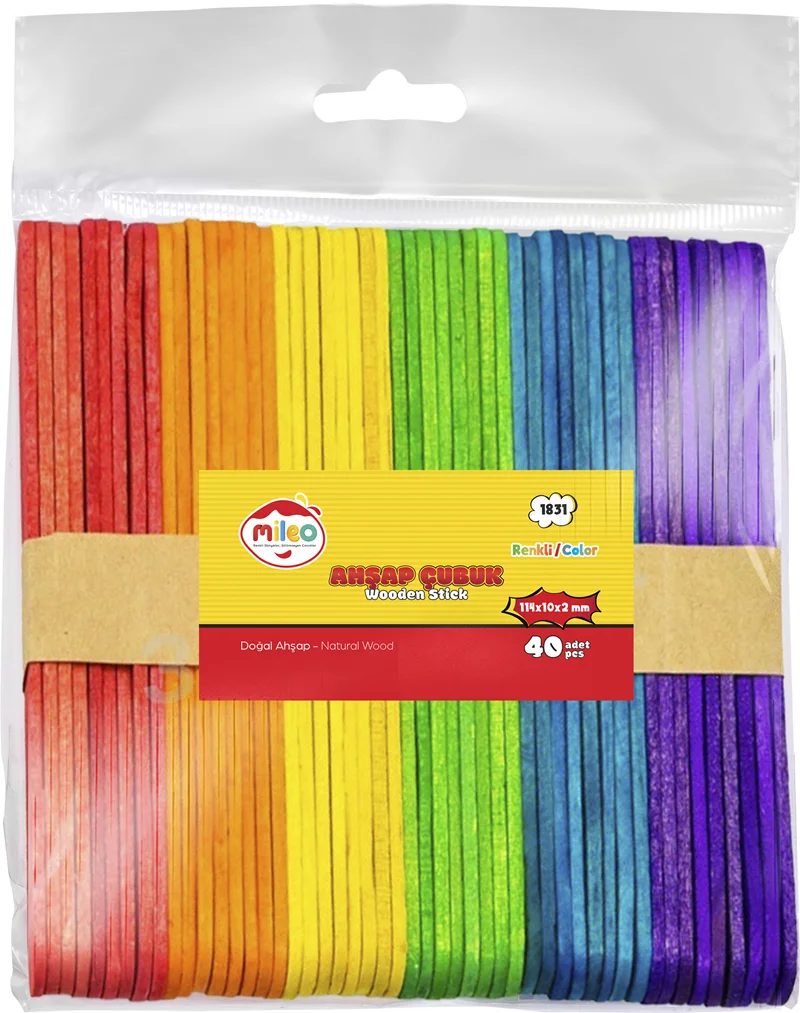 MİLEO AHŞAP ÇUBUK KARE 114 X 10 X 2 MM RENKLİ 1831
