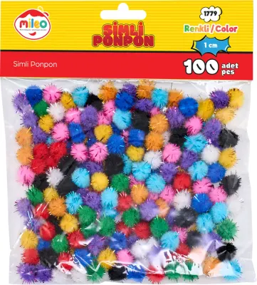 MİLEO PONPON SİMLİ RENKLER 1CM 100'LÜ 1779