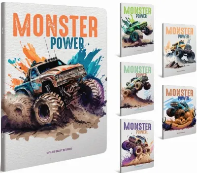 GIPTA DEFTER MONSTER 17x24 DİKİŞLİ KARTON KAPAK 60 YP KARELİ 7766