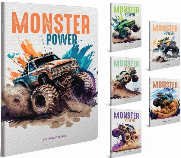 GIPTA DEFTER MONSTER 17x24 DİKİŞLİ KARTON KAPAK 60 YP KARELİ 7766