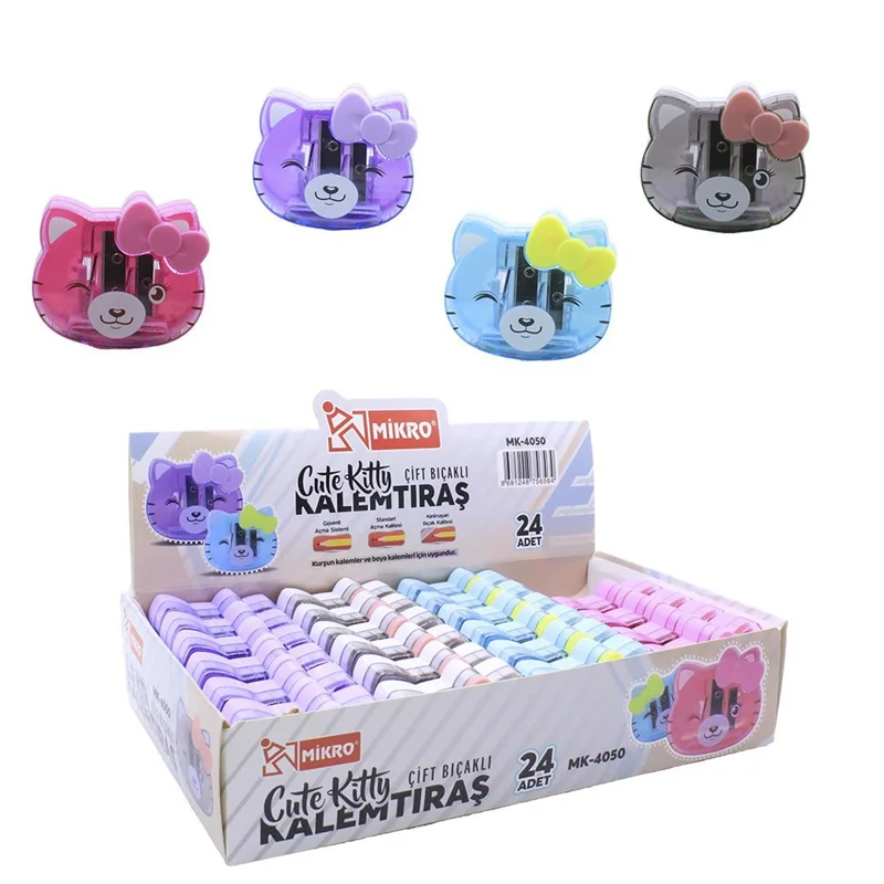 MİKRO KALEMTIRAŞ MK-4050 ÇİFTLİ CUTE KITTY
