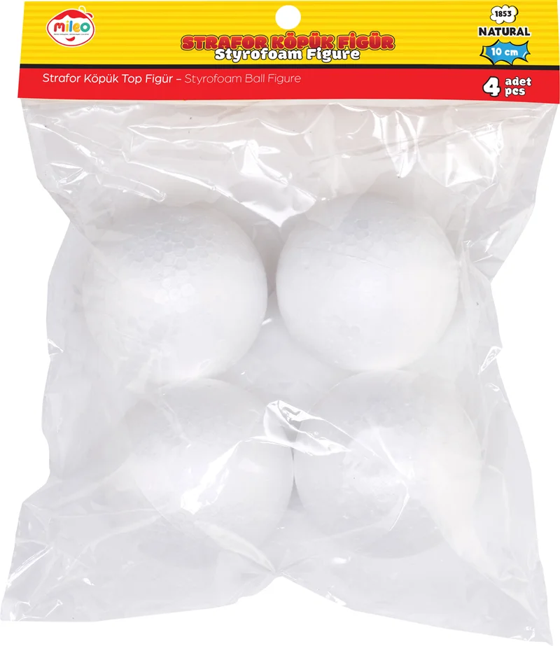 MİLEO STRAFOR KÖPÜK  FİGÜR TOP 10CM  4'LÜ PK 1853