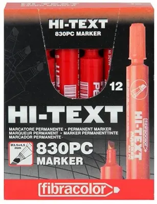 HB HI-TEXT PERMANENT MARKER KESİK UÇLU KIRMIZI 830PC 12 Lİ