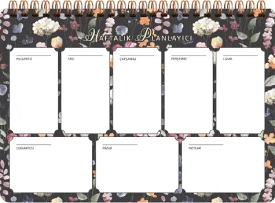 KESKİN PLANNER 17x24 SPİRALLİ SİYAH ÇİÇEK 830160-99