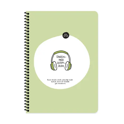 KESKİN DEFTER HİSLİ ŞEYLER STİCKERLİ DİNLENMEK İSTİYORUM A4 SPİRALLİ 80 YP. ÇİZGİLİ 500509
