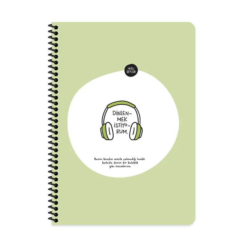 KESKİN DEFTER HİSLİ ŞEYLER STİCKERLİ DİNLENMEK İSTİYORUM A4 SPİRALLİ 80 YP. ÇİZGİLİ 500509