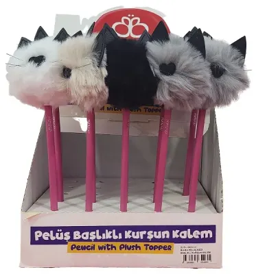 BU-BU PELÜŞ KEDİ BAŞLIKLI KURŞUN KALEM 25'Lİ BUBU-BKK010