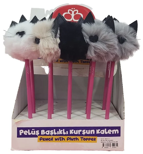 BU-BU PELÜŞ KEDİ BAŞLIKLI KURŞUN KALEM 25'Lİ BUBU-BKK010