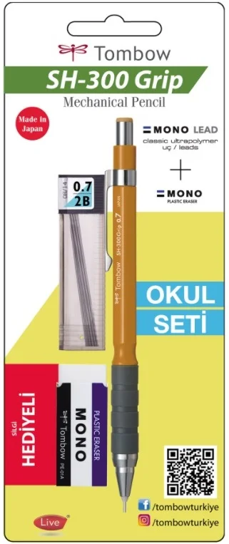 TOMBOW VERSATİL KALEM SH-300 GRIP OKUL SETİ 0.7 ALTIN BLS. T-SH-GR06 R7.S1