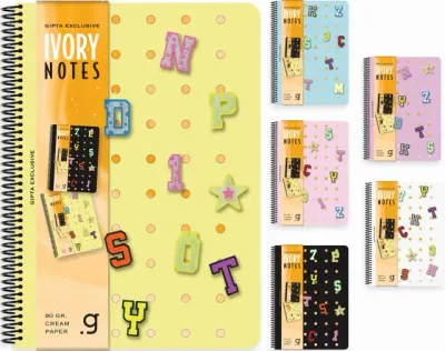 GIPTA DEFTER IVORY NOTES A5 SPİRALLİ PP KAPAK 80 YP KARELİ 7818