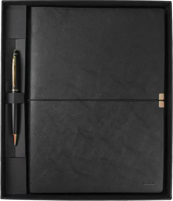 SCRIKSS HEDİYELİK SET SD 700-B1 35 TÜKENMEZ KALEM MAT SİYAH ALTIN + DEFTER PREMIUM TOLEDO B5 SİYAH