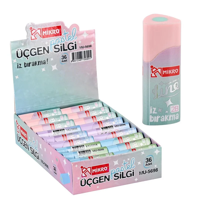 MİKRO SİLGİ ER-5698 LINE ÜÇGEN PASTEL 36 LI KUTU