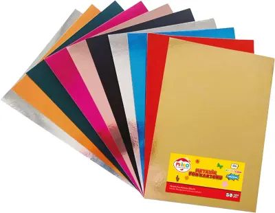MİLEO FON KARTONU METALİK 250 GR 50X70 50 Lİ KARIŞIK RENK HAMURDAN BOYALI 1711