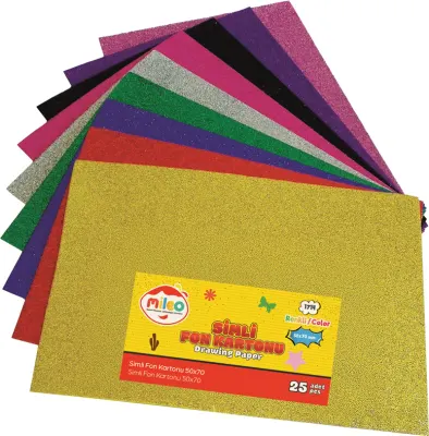 MİLEO FON KARTONU SİMLİ 280 GR 50X70 25 Lİ  KARIŞIK RENK HAMURDAN BOYALI 1714