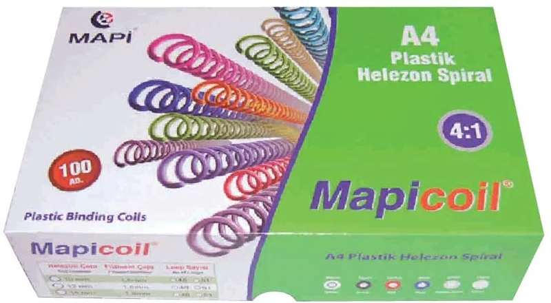MAPİ SPİRAL PLASTİK HELEZON 4:1 22MM MAVİ 50 ADET 48 LOP 2352202