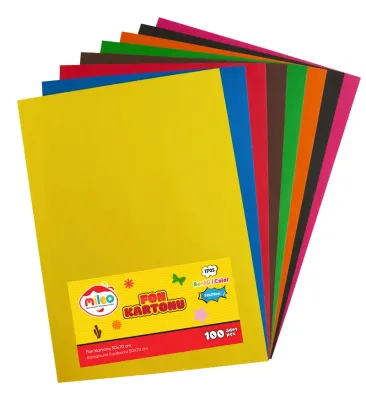 MİLEO FON KARTONU 120 GR 50X70 100 LÜ KARIŞIK RENK HAMURDAN BOYALI 1705