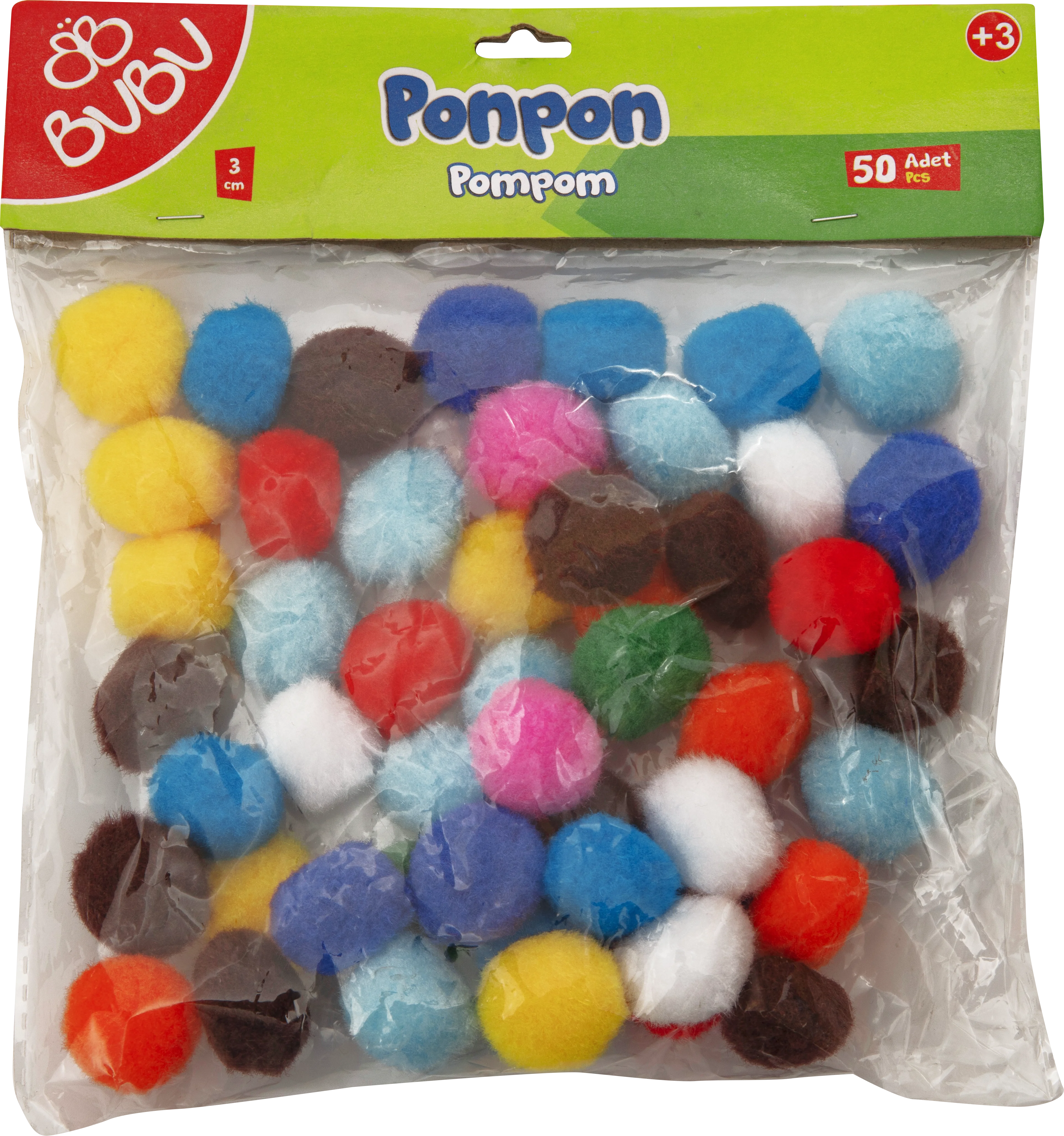 BU-BU PONPON 3CM 25'Lİ KARMA BUBU-PON003