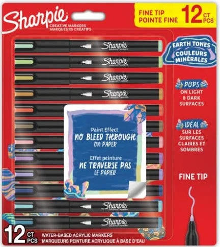 SHARPIE AKRİLİK MARKÖR İNCE UÇ YENİ RENKLER 12 Lİ 2212911