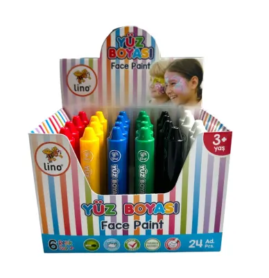 LİNO YÜZ BOYASI 6 RENK 24 LÜ YIKANABİLİR LN-903