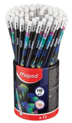 MAPED KURŞUN KALEM BLACK PEP'S DEEPSEA PARADISE SİLGİLİ HB 72 Lİ KAVANOZ 851810