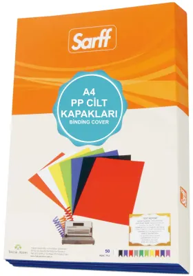 SARFF CİLT KAPAĞI A4 450M PVC OPAK MAVİ 50 Lİ 15201103