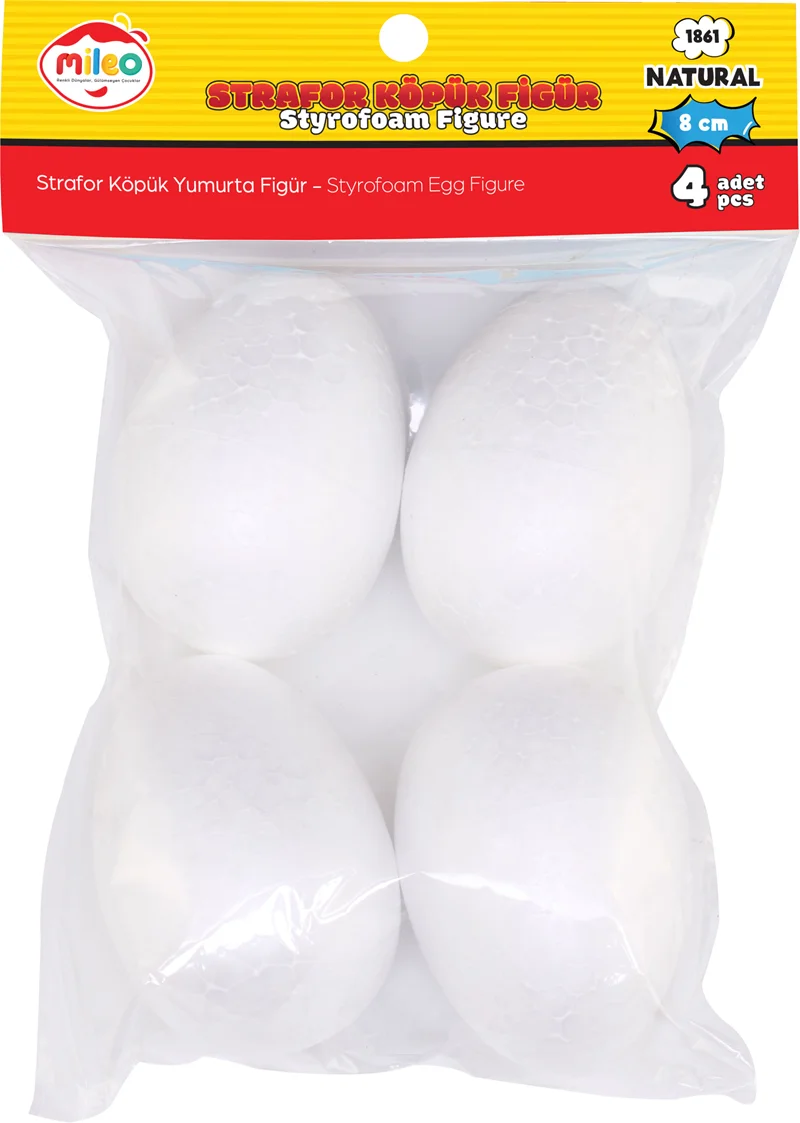 MİLEO STRAFOR KÖPÜK  FİGÜR YUMURTA 8CM 4'LÜ PK 1861