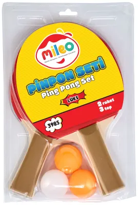 MİLEO PİNPON SETİ - LÜKS - BLİSTER - 2 RAKET + 3 TOP  3985