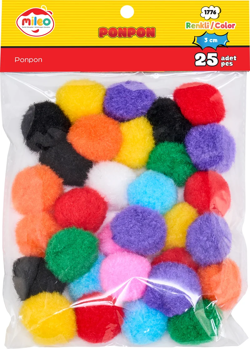 MİLEO PONPON STANDARD RENKLER 3CM 25'Lİ 1776