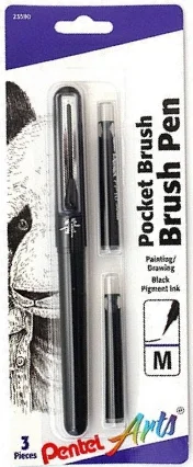 PENTEL FIRÇA KALEM ARTS POCKET BRUSH  KARTUŞU 4 ADET SİYAH Y FP10