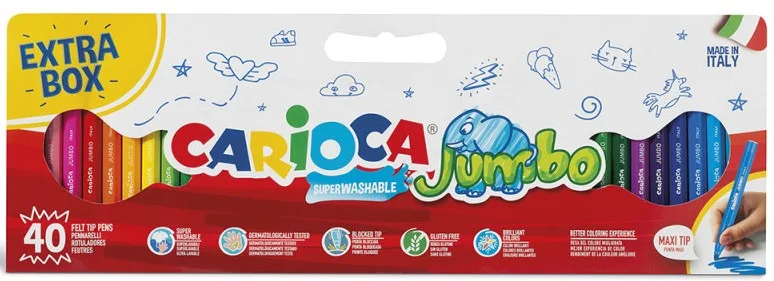 CARIOCA KEÇELİ BOYA KALEMİ JUMBO SÜPER YIKANABİLİR 40 LI (EXTRA BOX) 41258