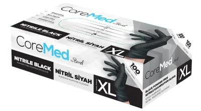 COREMED MUAYENE ELDİVENİ NİTRİL SİYAH TG 100 ADET (XL)