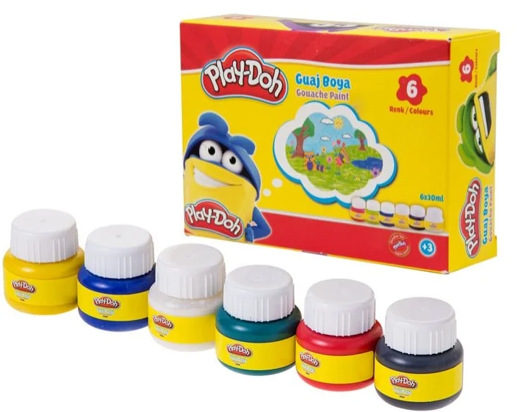 PASİF PLAY-DOH GUAJ BOYA 6 RENK 30 ML GU001