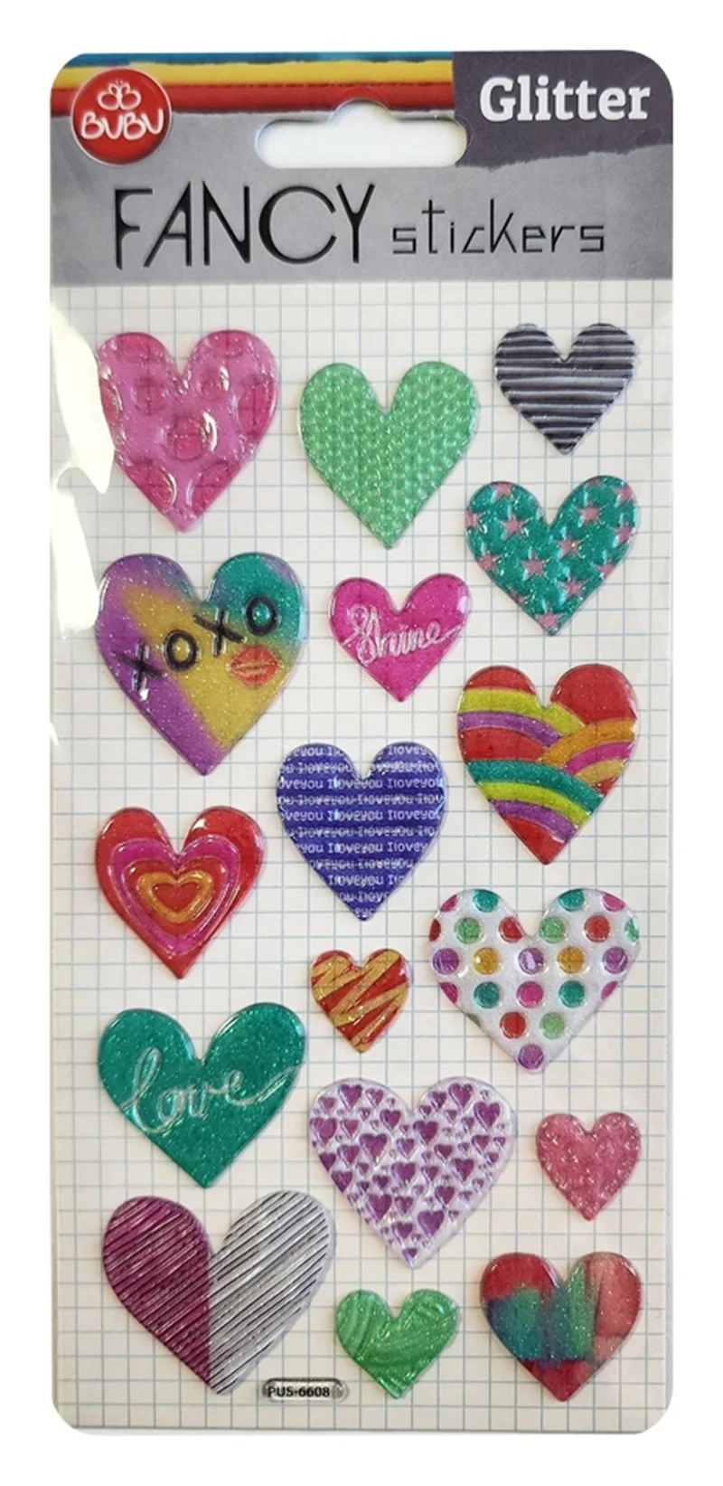 BU-BU DAMLA STICKERS GLITTER KALP 9X20 BUBU-PUS-6608
