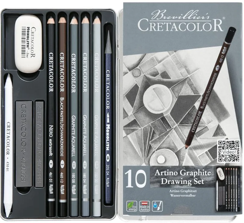 CRETACOLOR ARTİNO GRAPHİTE ESKİZ SETİ 10 PARÇA METAL KUTU 40021