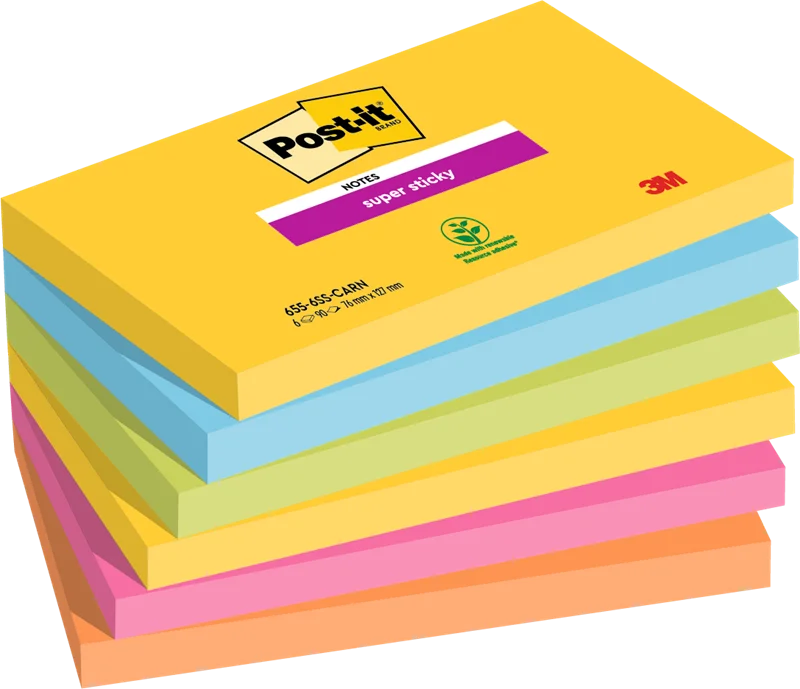 POST-IT YAPIŞKANLI NOT KAĞIDI SS CARNIVAL 76x127 90 YP 6 LI PAKET 655-6SS 550600510200