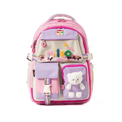 MİLEO TEDDY OKUL ÇANTASI - PEMBE LİLA 2802